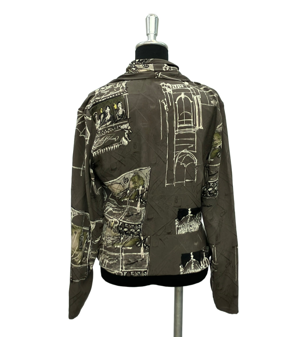HERMES ツイルレーヌ長袖ブラウス シルク100% SH303 レディース SIZE 38 (M) エルメス