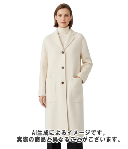 HERMES セリエボタン ダブルフェイス クルードセルロングコート カシミヤ100% 3H0188DA レディース SIZE 38 (S) エルメス