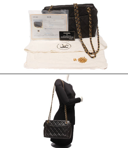 CHANEL チェーンショルダーバッグ 肩掛け ラムスキン ゴールド金具 マトラッセ レディース シャネル