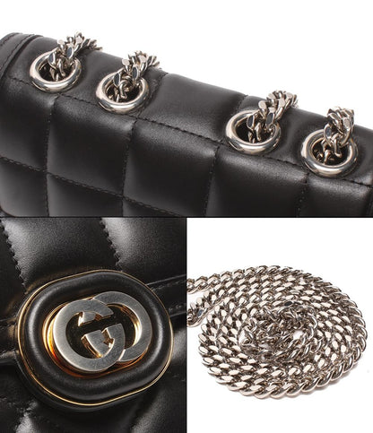 美品 GUCCI チェーンショルダーバッグ 肩掛け デコ ミニ キルティング 741457 480028 レディース グッチ