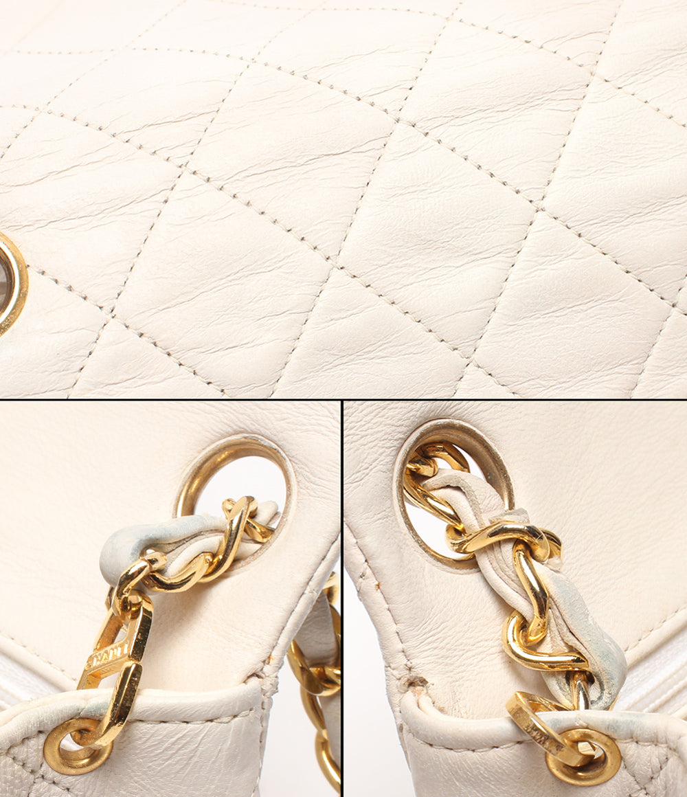 CHANEL チェーンショルダーバッグ 肩掛け 斜め掛け ゴールド金具 シングルチェーン シングルフラップ ミニマトラッセ ラムスキン 1番台 レディース