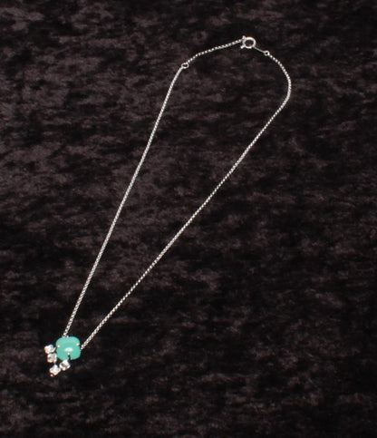 美品 TASAKI ネックレス K18WG ダイヤ0.01ct カルセドニー レディース タサキ