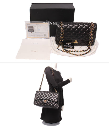 CHANEL チェーンショルダーバッグ 肩掛け ラムスキン ダブルフラップ ダブルチェーン ゴールド金具 マトラッセ レディース シャネル