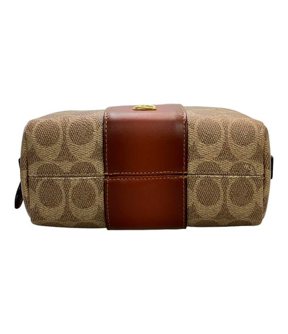 美品 COACH ポーチ エッセンシャルコスメティックポーチ キャンバス シグネチャー CR514 レディース コーチ
