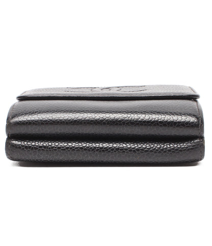 CHANEL Wホック三つ折り財布 キャビアスキン ココマーク レディース シャネル