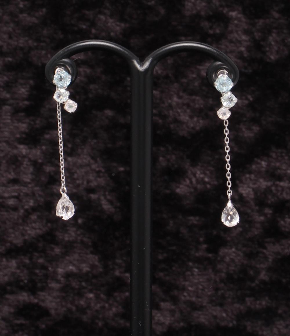 美品 4℃ ピアス K10 ブルートパーズ スイング レディース ヨンドシー