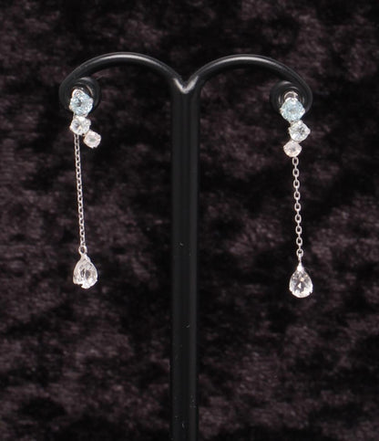 美品 4℃ ピアス K10 ブルートパーズ スイング レディース ヨンドシー