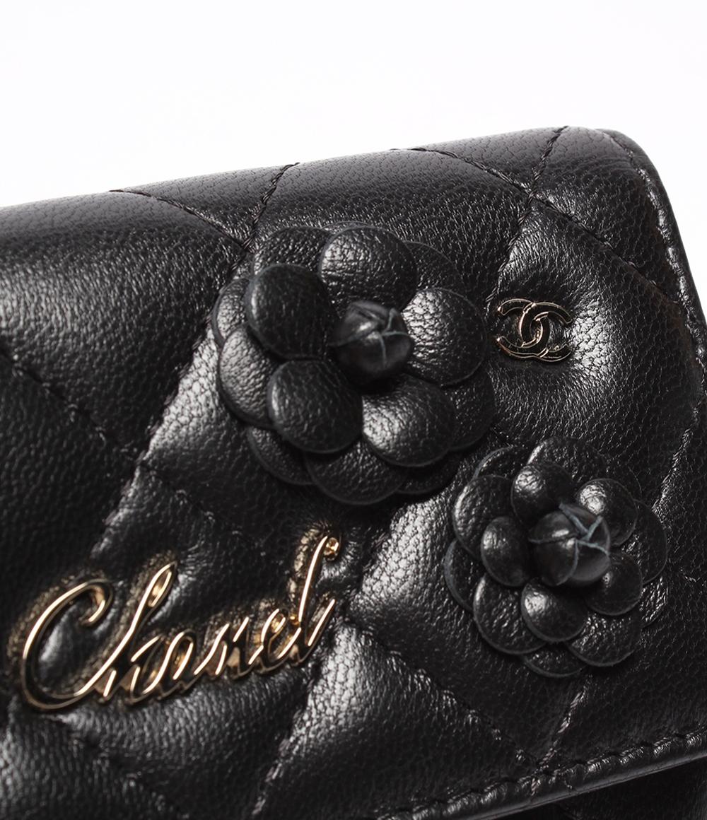 極美品♪ CHANEL バイカラー カメリア コンパクトウォレット 美品 CHANEL コンパクトウォレット コインケース カードケース