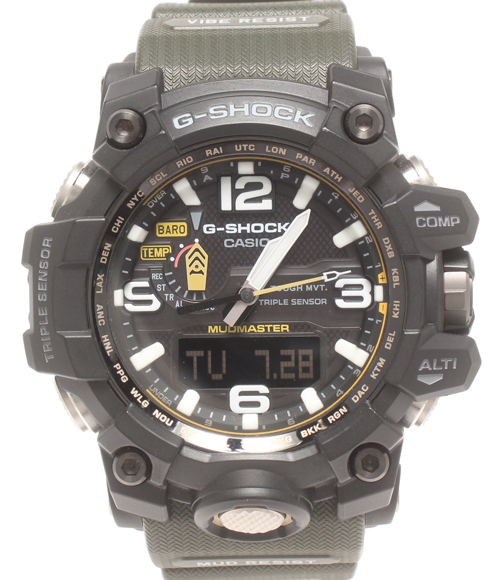美品 CASIO 腕時計 マッドマスター MUDMASTER G-SHOCK 電波ソーラー ソーラー ブラック GWG-1000 メンズ カシオ