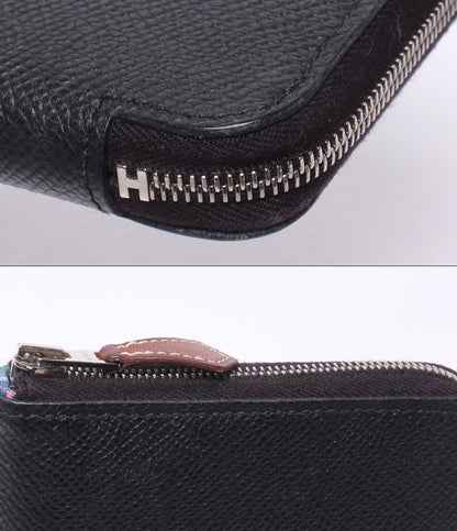 HERMES ラウンドファスナー長財布 シルバー金具 Z刻印 アザップシルクイン メンズ エルメス