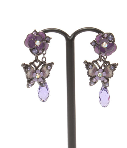 美品 ANNA SUI ピアス バタフライモチーフ フラワーモチーフ レディース アナスイ