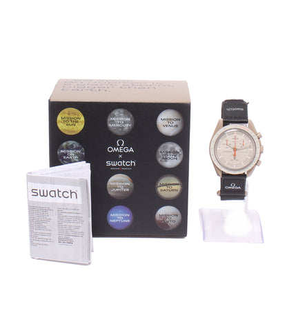 Swatch OMEGA 腕時計 MISSION TO JUPITER ミッション トゥ ジュピター バイオセラミック ムーンスウォッチ クオーツ ベージュ SO33C100 メンズ