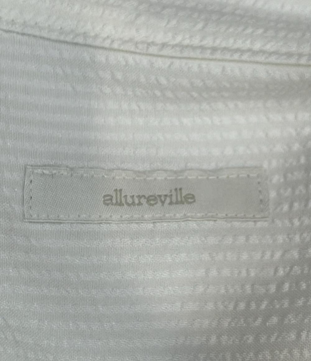 allureville 半袖ワンピース ホワイト サッカースキッパーパターン インナースカート  ベルト付き 202510-14-170 レディース SIZE 2 (M) アルアバイル