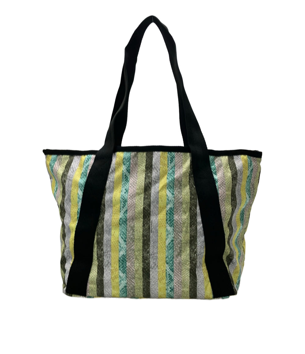 美品 LeSportsac トートバッグ 肩掛け ストライプ柄 EXIT RINRIN PANIC レディース レスポートサック