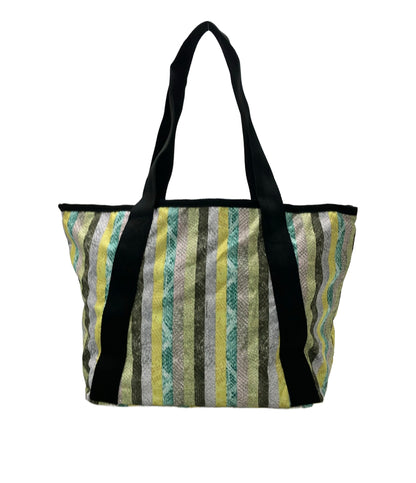 美品 LeSportsac トートバッグ 肩掛け ストライプ柄 EXIT RINRIN PANIC レディース レスポートサック