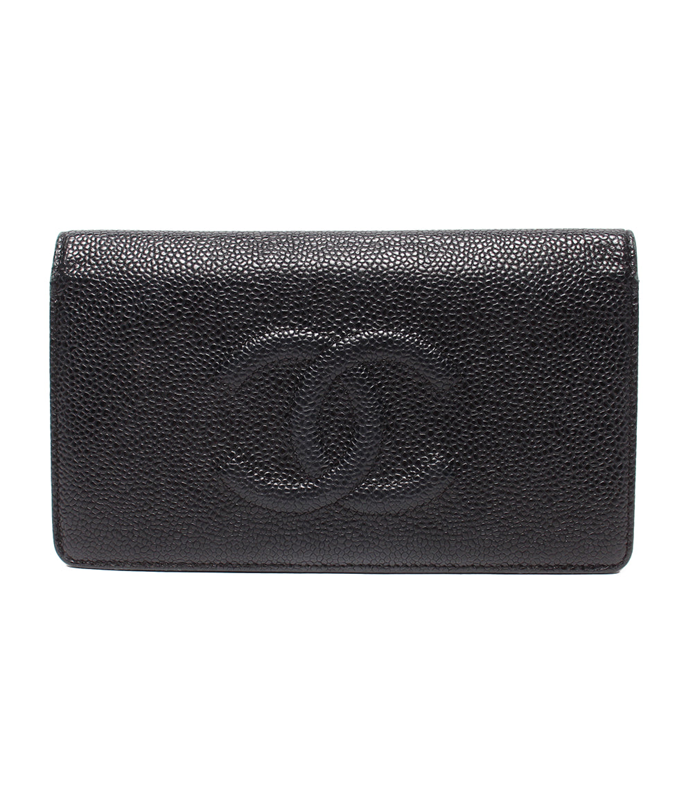 CHANEL 長財布 キャビアスキン ココマーク A48651 レディース シャネル