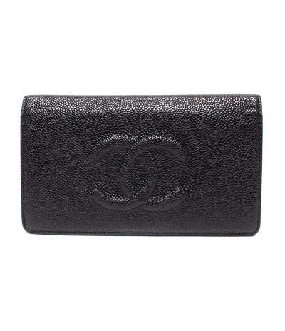 CHANEL 長財布 キャビアスキン ココマーク A48651 レディース シャネル