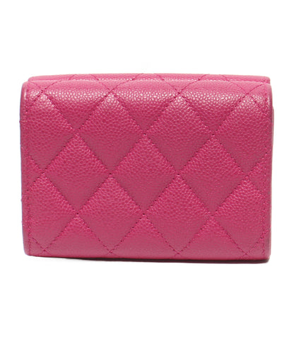 CHANEL 三つ折り財布 ゴールド金具 キャビアスキン マトラッセ ランダム番台 レディース シャネル