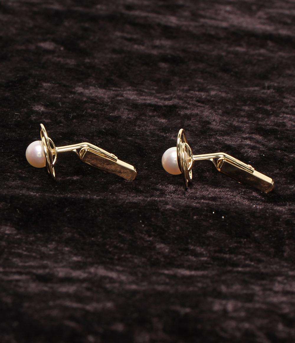 美品 タイピン カフス K18 パール 2点セット メンズ