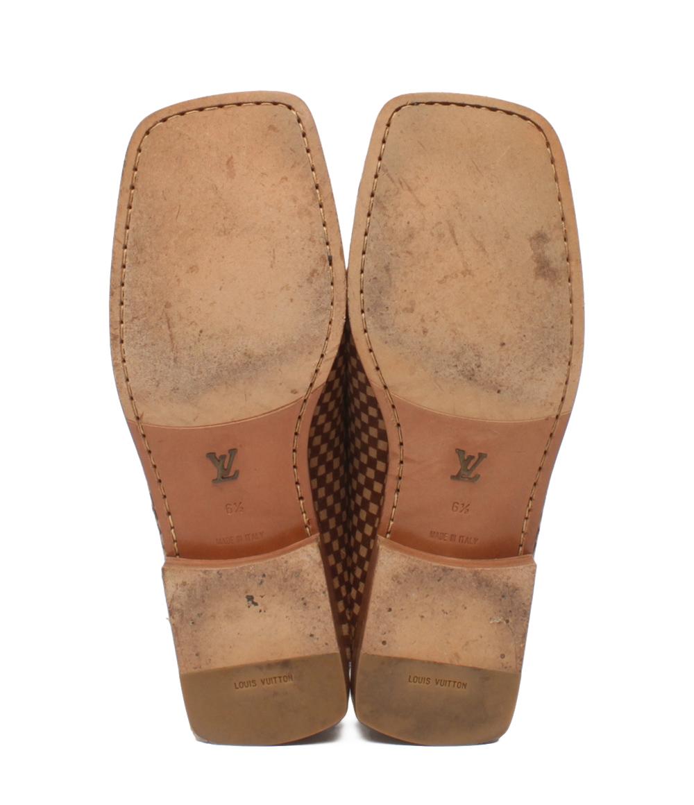 LOUIS VUITTON ローファー ハラコ ダミエ メンズ SIZE 6.5 (25.5cm) ルイ・ヴィトン