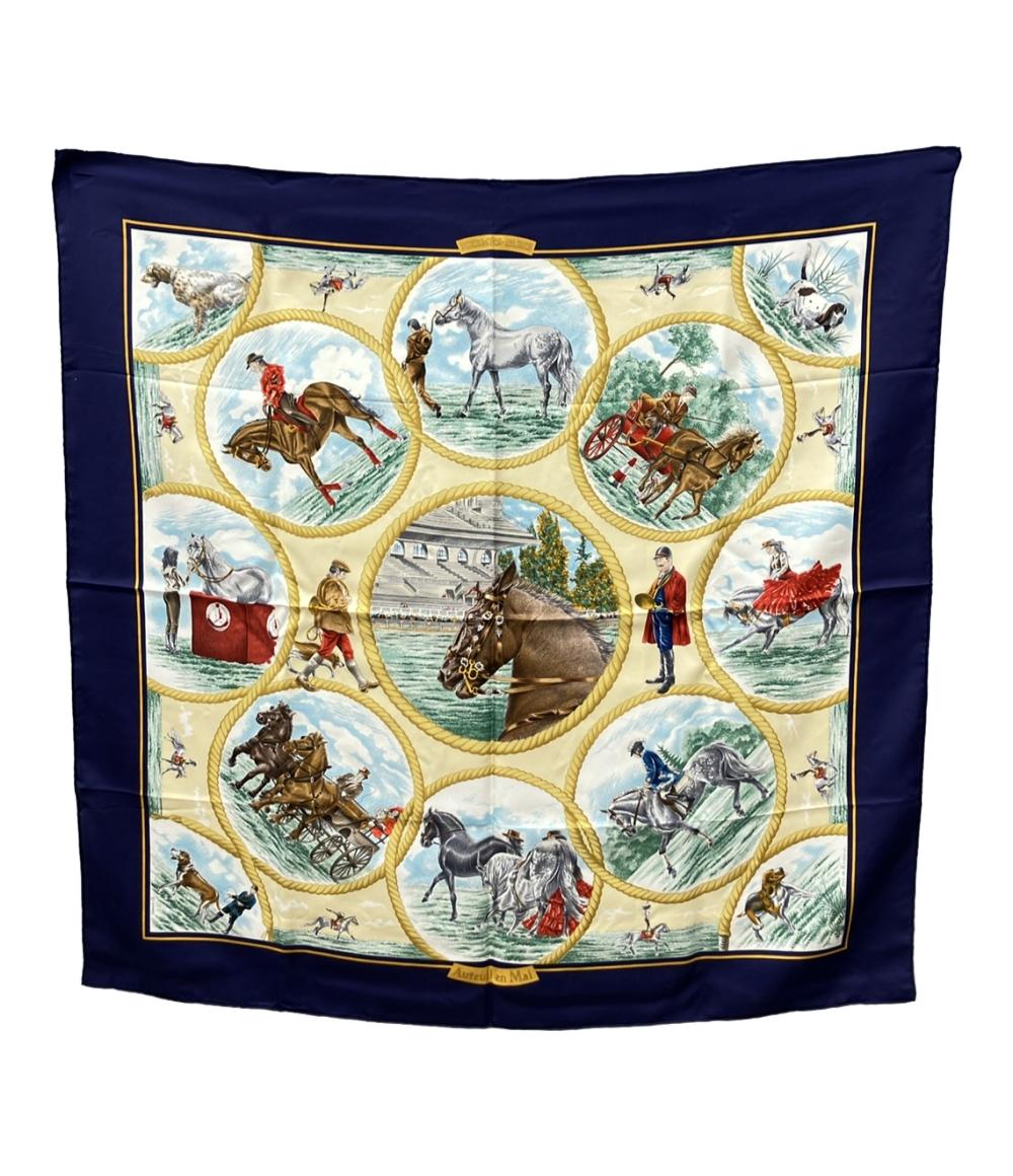 美品 HERMES スカーフ カレ90 シルク100% Auteuil en Mai レディース エルメス