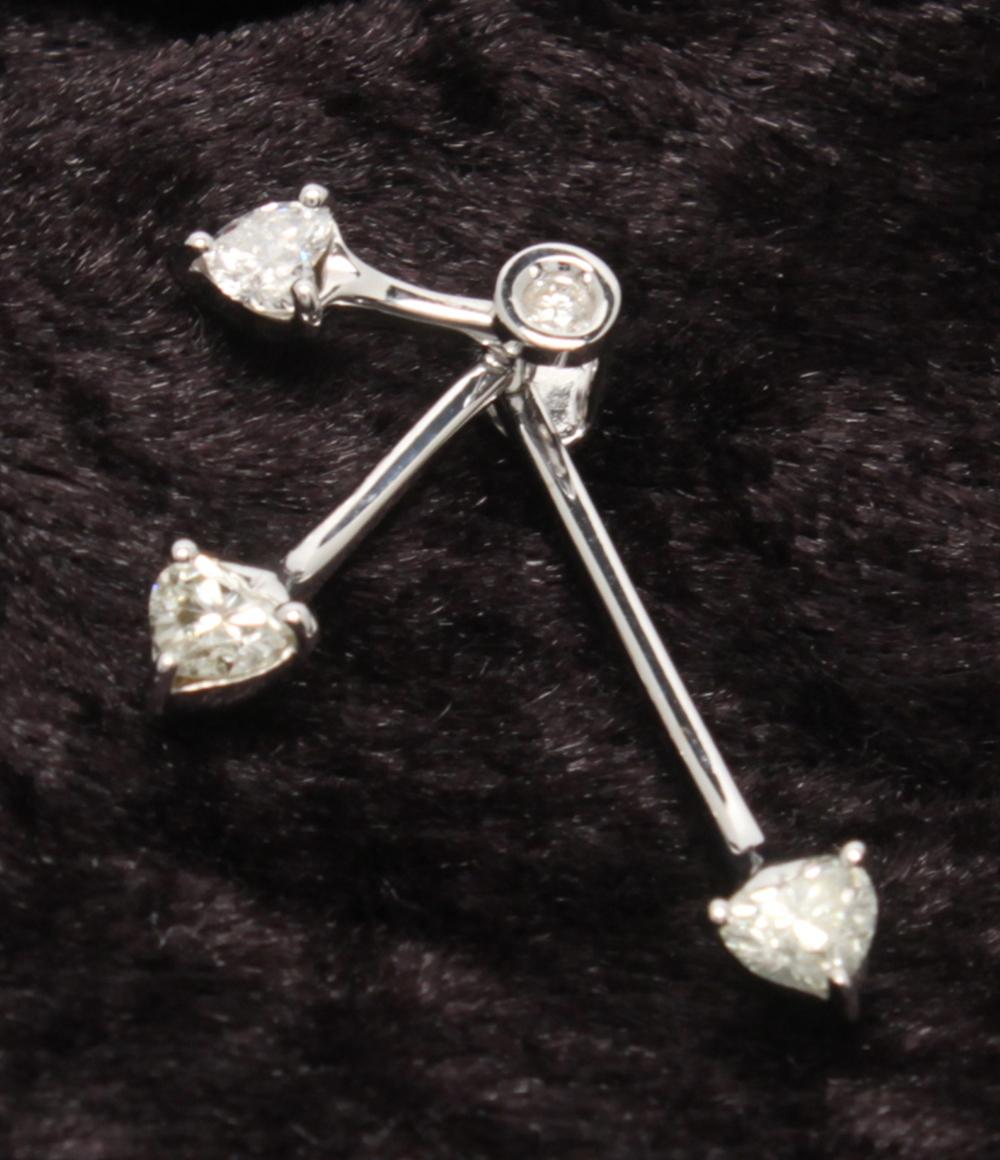 美品 ペンダントトップ K18WG ハートカットダイヤ 0.60ct 0.02ct レディース