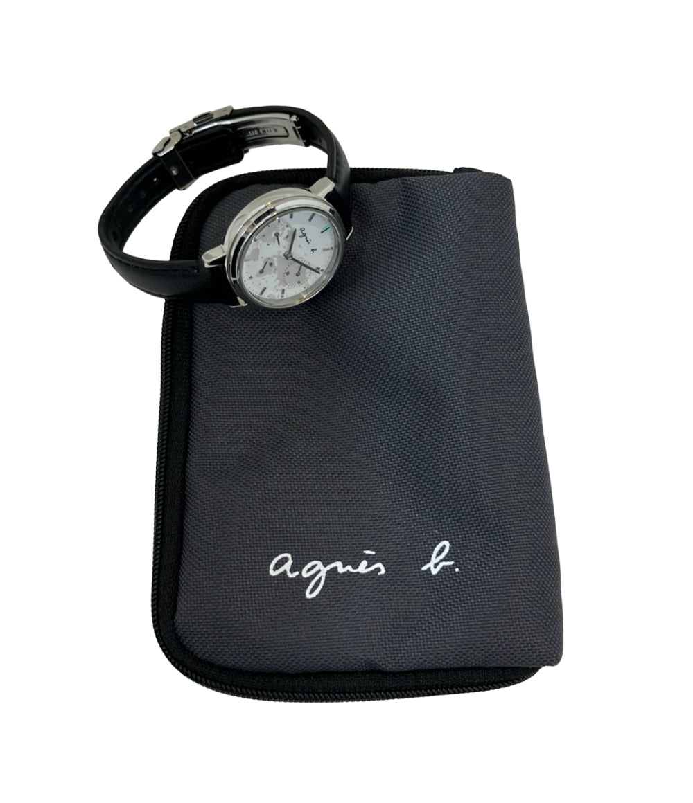美品 agnes b. 腕時計 世界地図 クオーツ ホワイト系 VD75-KEP0 レディース アニエスベー