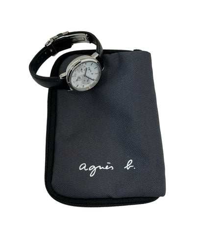 美品 agnes b. 腕時計 世界地図 クオーツ ホワイト系 VD75-KEP0 レディース アニエスベー