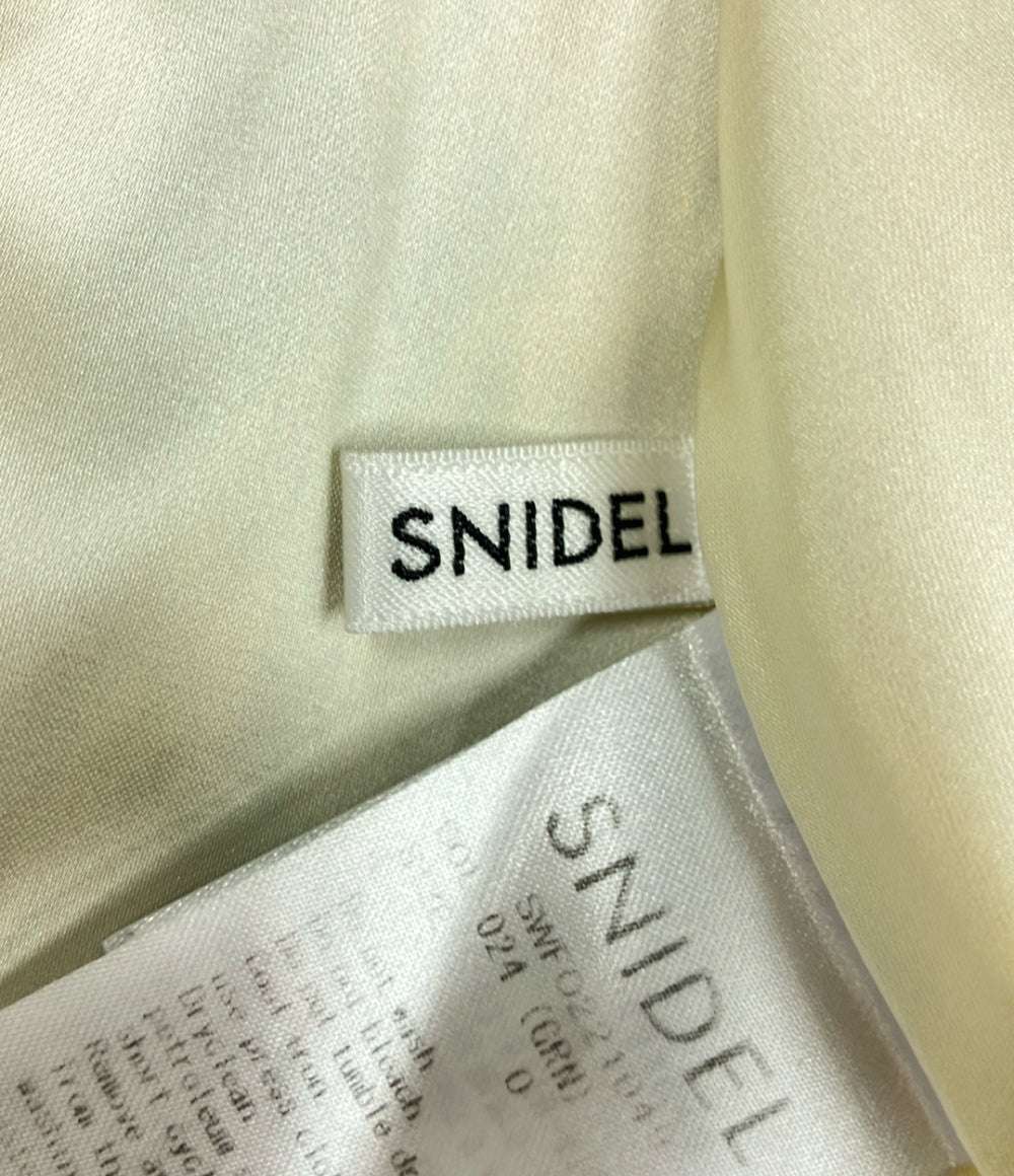 美品 スナイデル 総柄オフショルダー半袖プリーツフレアロングワンピース レディース SIZE 0 (XS) snidel