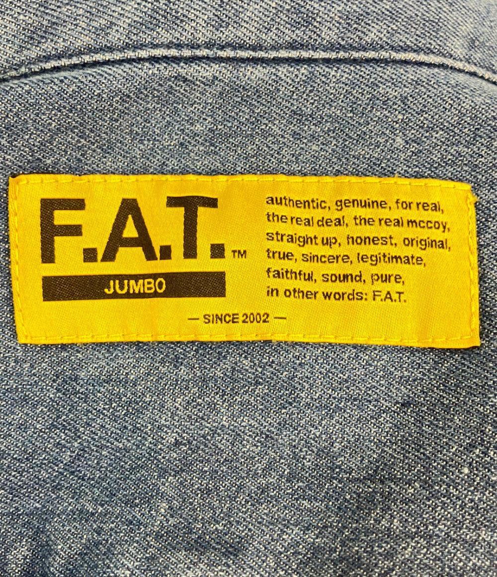FAT デニムシャツ 半袖 BEEJEAN 蜂の刺繍 ビッグシルエット オーバーサイズ タグ付き F32610-SH16-AB メンズ SIZE JUMBO (XXL) エフエーティー