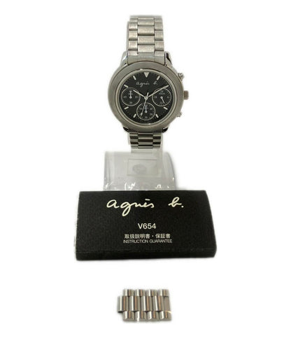 アニエスベー 腕時計 クオーツ ブラック V654-6100 ユニセックス agnes b.