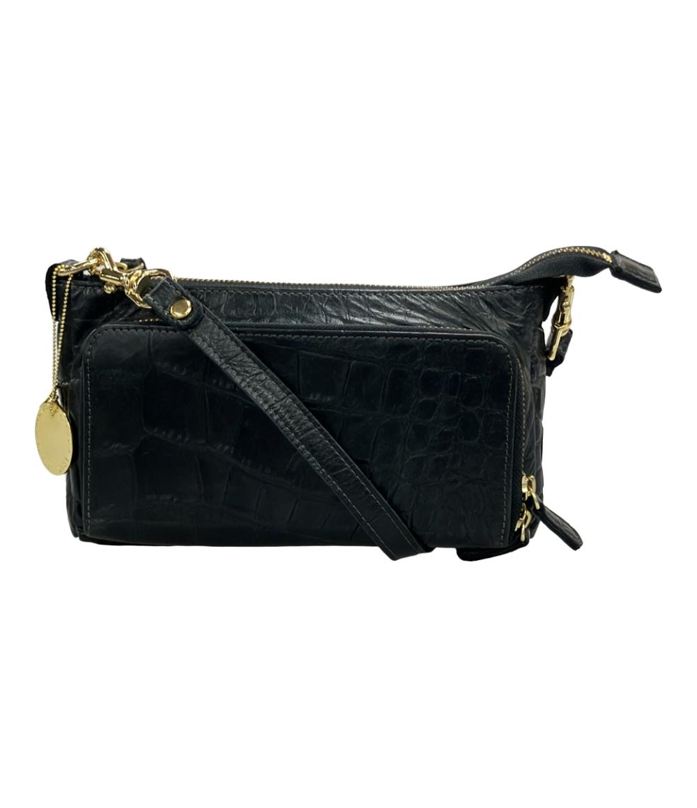 BARDOT ROSE ショルダーバッグ ウォレットポシェット 2WAY 斜め掛け 本革 牛革 レザー クロコ型押し レディース バルドロゼ