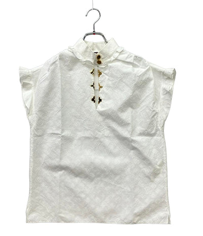 LOUIS VUITTON ノースリーブシャツ フリルブラウス 総柄 AQV FHBL13 レディース SIZE 34 (XS) ルイ・ヴィトン