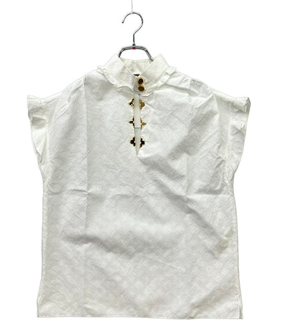 LOUIS VUITTON ノースリーブシャツ フリルブラウス 総柄 AQV FHBL13 レディース SIZE 34 (XS) ルイ・ヴィトン
