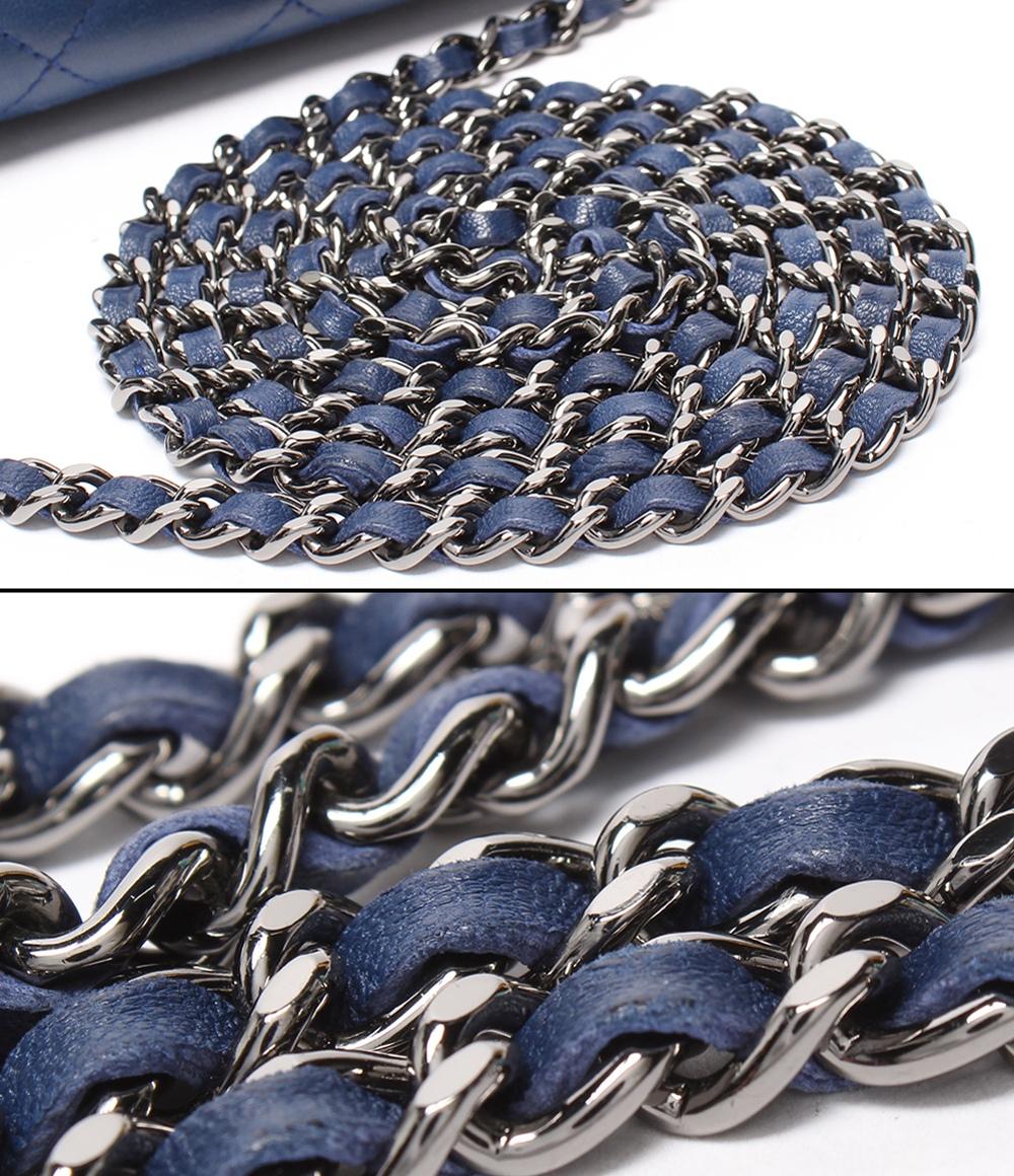 CHANEL チェーンウォレット ショルダーバッグ シルバー金具 マトラッセ ラムスキン A33814 レディース シャネル