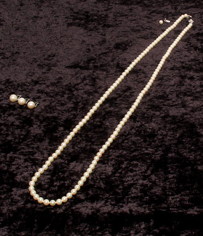 訳あり ロングネックレス SV マジョリカパール 8mmイヤリング SV925 マジョリカパール 12mm 2点セット レディース