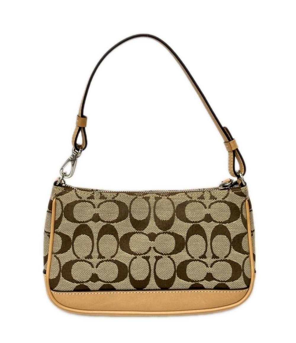 美品 COACH コーチ アクセサリーポーチ シグネチャー ベージュ 6094 美品 COACH ハンドバッグ アクセサリーポーチ シグネチャー 6094