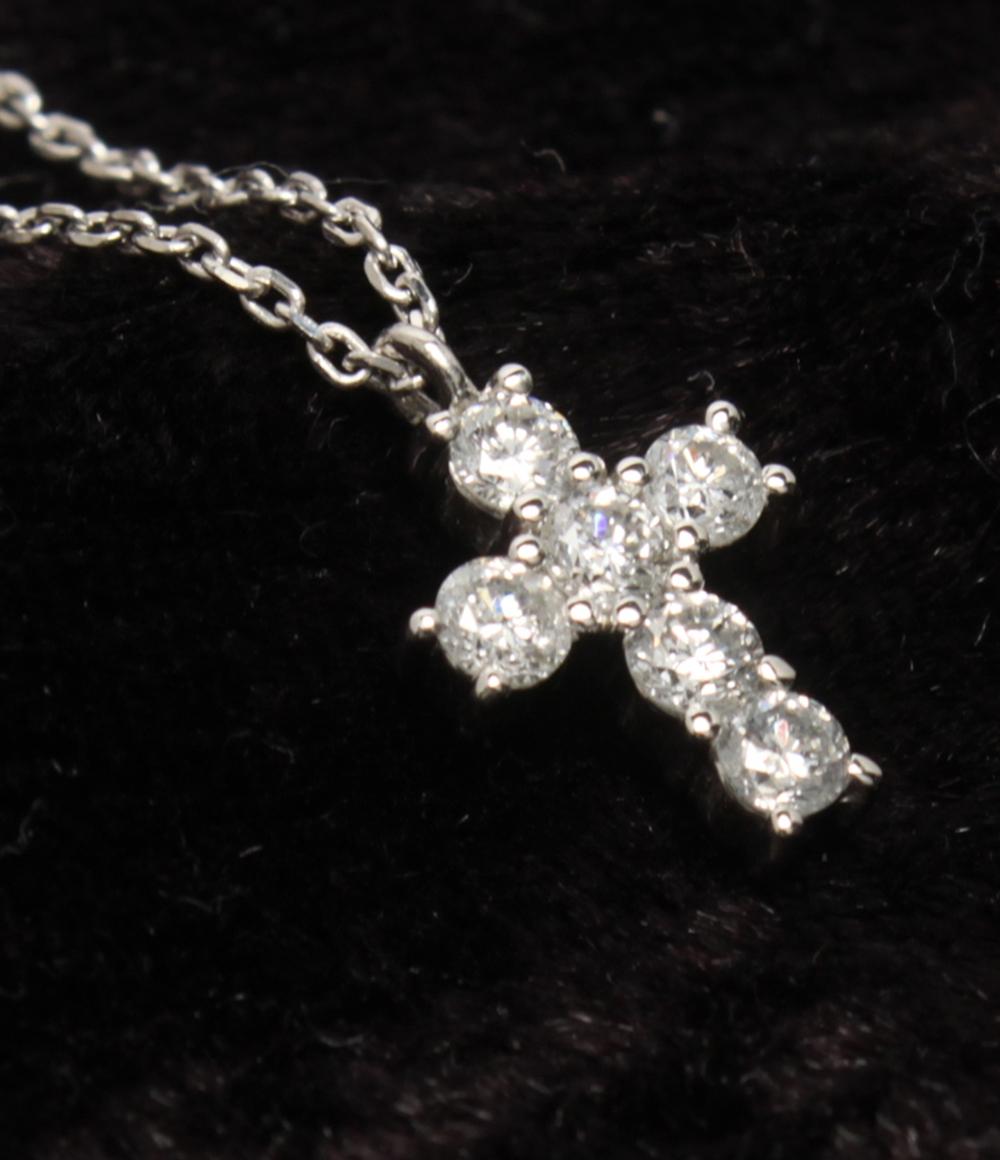 美品 VENDOME ネックレス Pt900 Pt850 ダイヤ0.30ct クロスモチーフ レディース ヴァンドーム