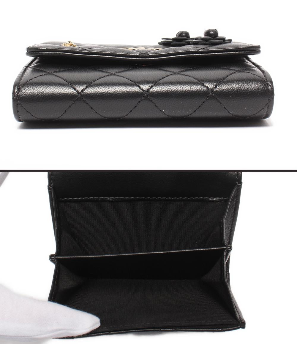 CHANEL コンパクトウォレット ミニ財布 ゴールド金具 27番台 カメリア レディース シャネル