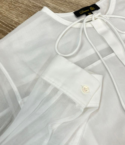 Drawer 長袖ブラウス コットンシアー 切替リボン  23AW 6521-299-1123 レディース SIZE 38 (M) ドゥロワー