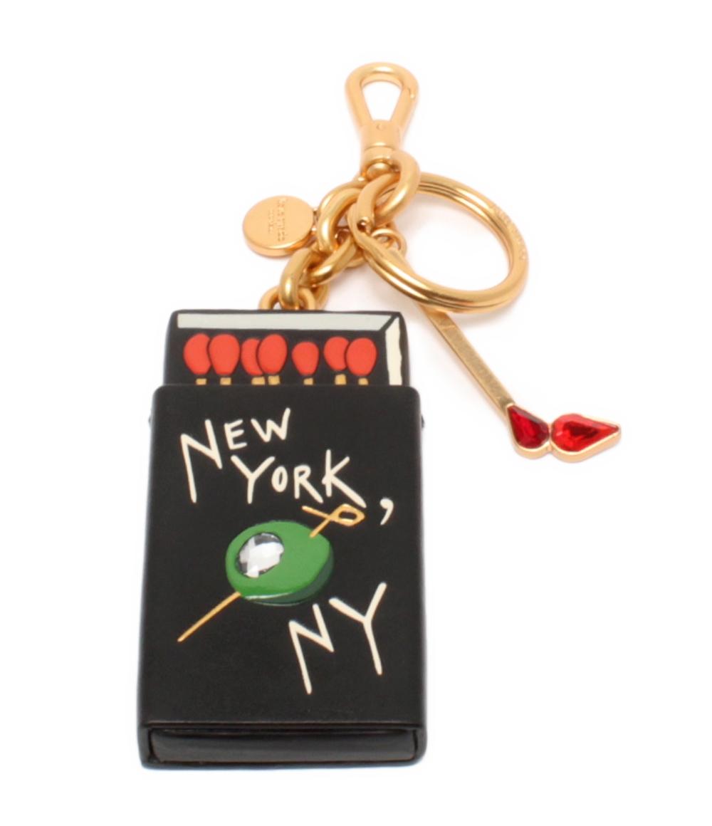 美品 Kate Spade バッグチャーム キーリング キーホルダー レザー マッチ箱モチーフ レディース ケイトスペード