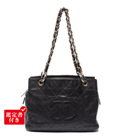 CHANEL チェーンショルダーバッグ ゴールド金具 マトラッセ キャビアスキン 肩掛け 7番台 A18004 レディース シャネル
