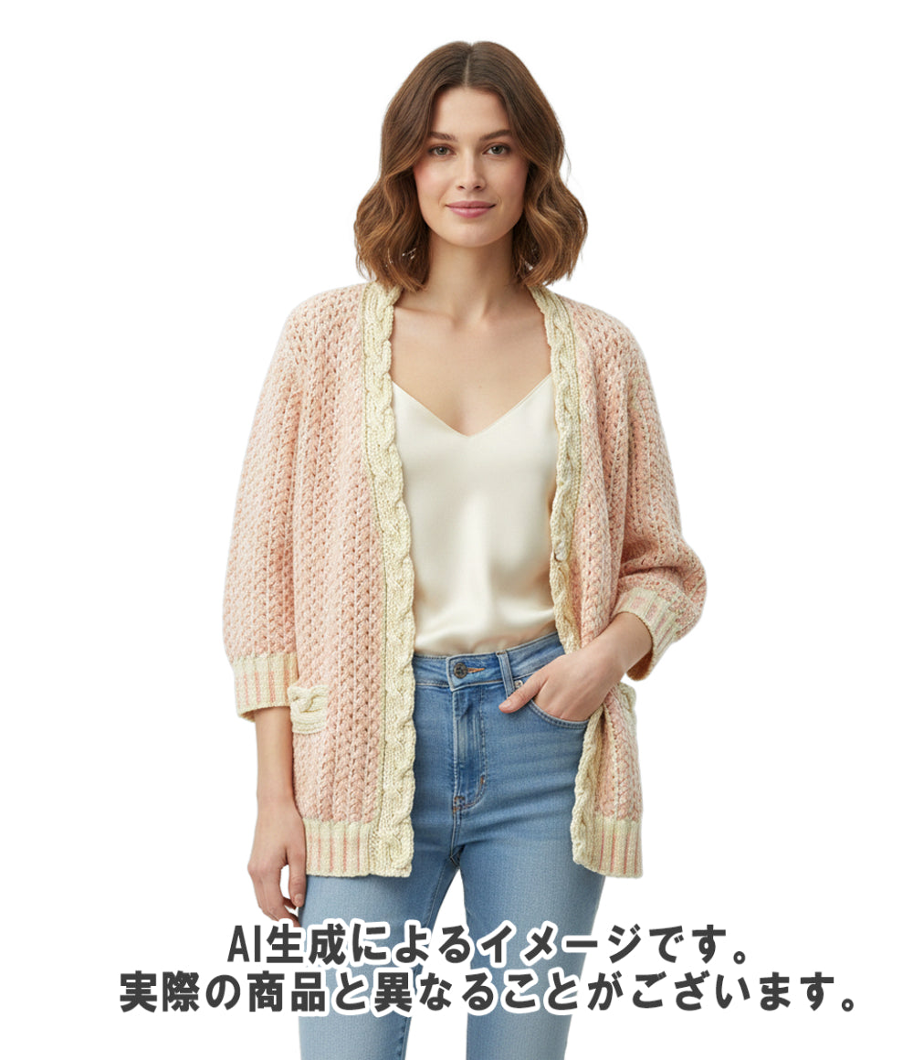 美品 CHANEL 長袖カーディガン ケーブルニット P58549K07658 レディース SIZE 38 (M) シャネル