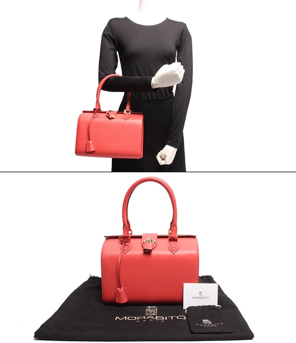 モラビト レザー ハンドバッグ ゴールド金具 サーモンピンク系 オルセー レディース MORABITO