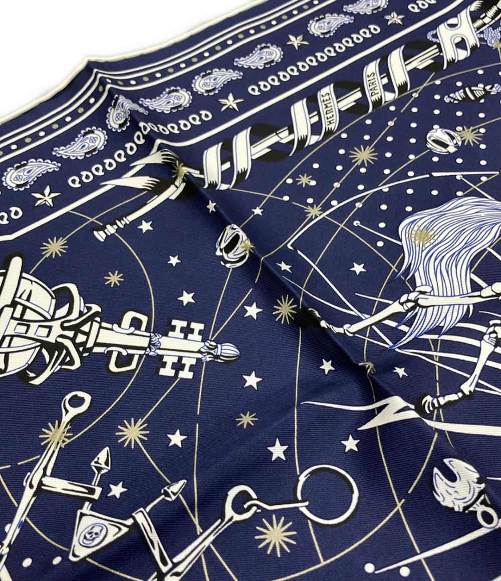 美品 エルメス スカーフ バンダナ カレ55 シルク100% コーラス ステラルム レディース HERMES