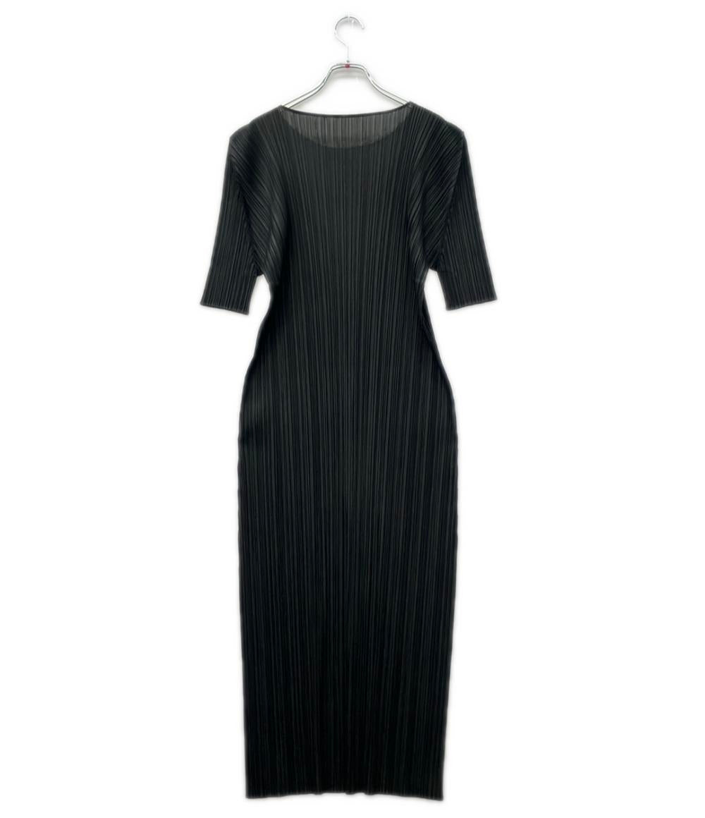 プリーツプリーズ 半袖ワンピース ブラック サイズ4 PLEATS PLEASE 半袖ワンピース レディース SIZE 5 プリーツプリーズ