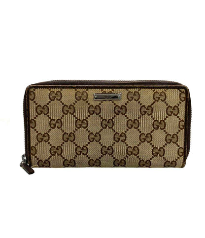 GUCCI ラウンドファスナー長財布 レザー GGキャンバス 112724 3731 レディース グッチ