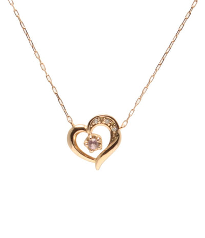 美品 4℃ ネックレス K18 ピンクトルマリン ダイヤ ハートモチーフ レディース ヨンドシー