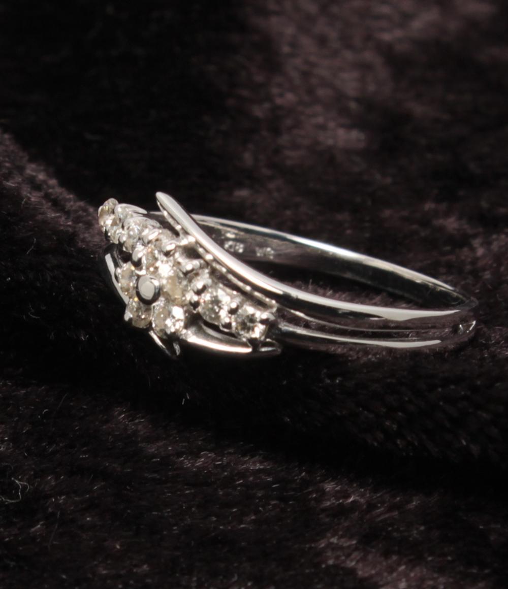 美品 リング 指輪 K18WG ダイヤ 0.20ct フラワーモチーフ レディース SIZE 12号