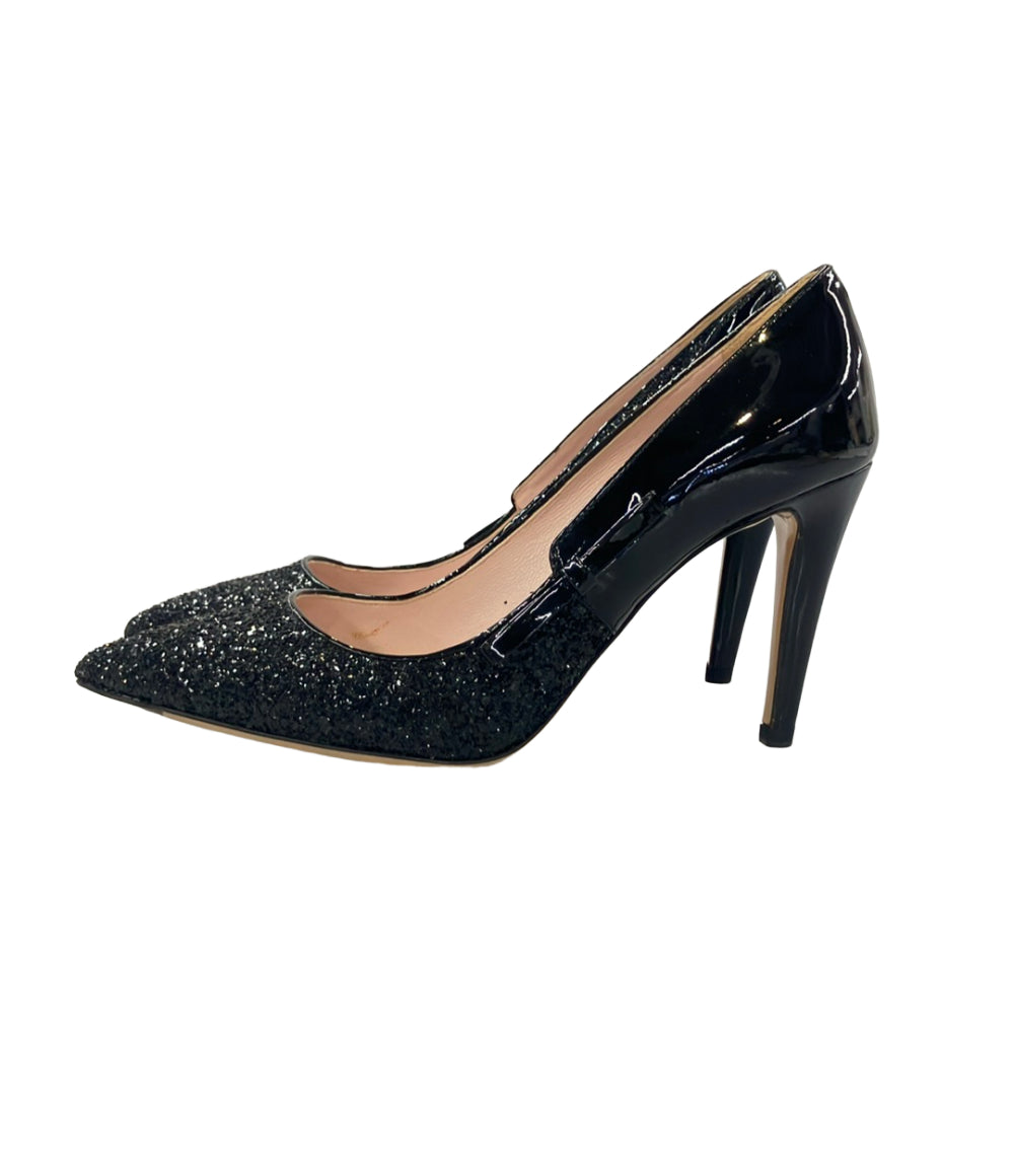Miu Miu ポインテッドトゥパンプス グリッター パテントレザー レディース SIZE 37 1/2 (24.5cm) ミュウ ミュウ